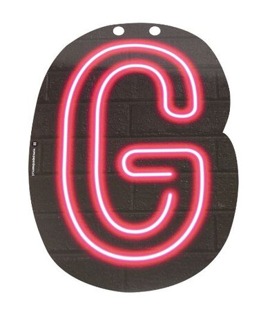 slingerletter Neon G 24 cm karton zwart/rood