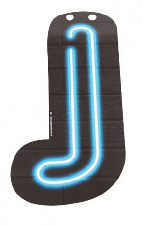 slingerletter Neon J 24 cm karton zwart/blauw