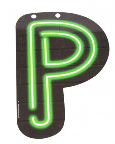 slingerletter Neon P 24 cm karton zwart/groen