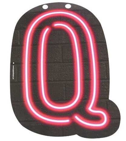 slingerletter Neon Q 24 cm karton zwart/rood
