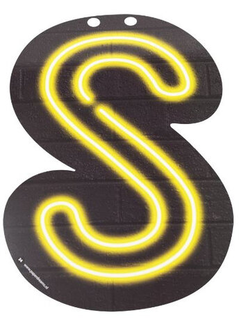 slingerletter Neon S 24 cm karton zwart/geel