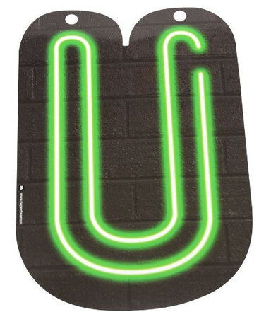 slingerletter Neon U 24 cm karton zwart/groen