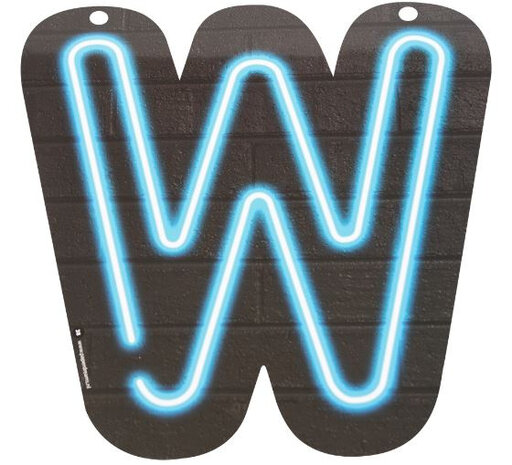slingerletter Neon W 24 cm karton zwart/blauw