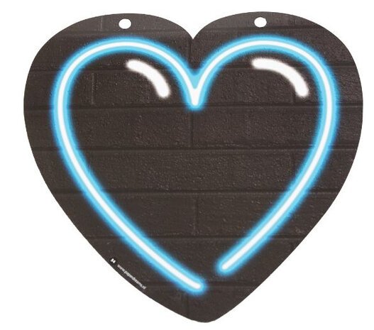 slinger Neon hart 24 cm karton zwart/blauw