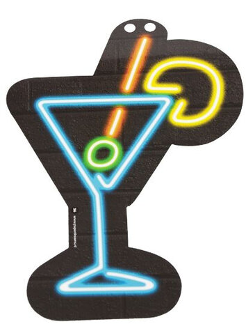 slingerfiguur Neon cocktail 24 cm karton blauw