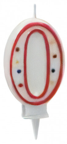 cijferkaars 0 wax 8 cm rood/wit