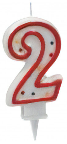 cijferkaars 2 wax 8 cm rood/wit