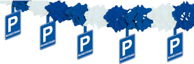 slinger Ruhestand 4 meter papier blauw/wit