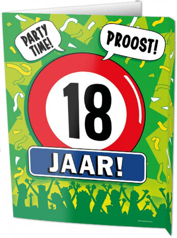 uithangbord 18 jaar 60 x 45 cm karton groen