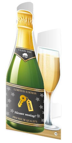 wenskaart champagne - Nieuwe woning 12 x 18 cm papier