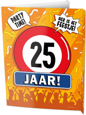 uithangbord 25 jaar 60 x 45 cm karton oranje