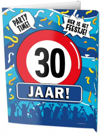 uithangbord 30 jaar 60 x 45 cm karton blauw