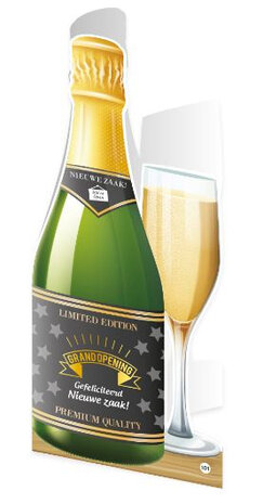 wenskaart champagne - Nieuwe zaak 12 x 18 cm papier