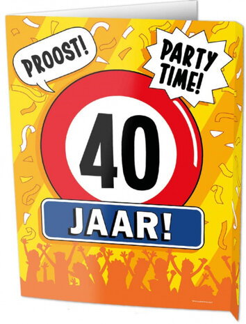 uithangbord 40 jaar 60 x 45 cm karton geel
