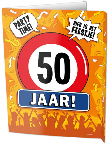 uithangbord 50 jaar 60 x 45 cm karton oranje