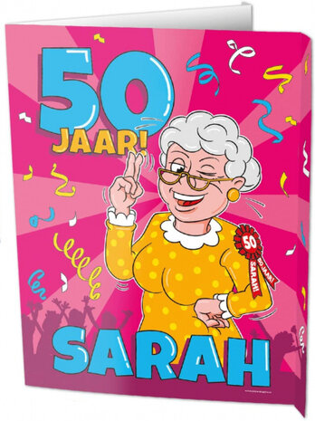 uithangbord Sarah dames 60 x 45 cm karton roze
