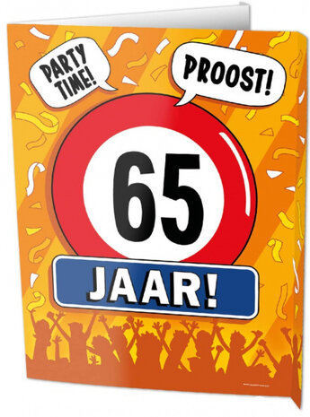 uithangbord 65 jaar 60 x 45 cm karton oranje