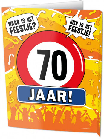 uithangbord 70 jaar 60 x 45 cm karton geel