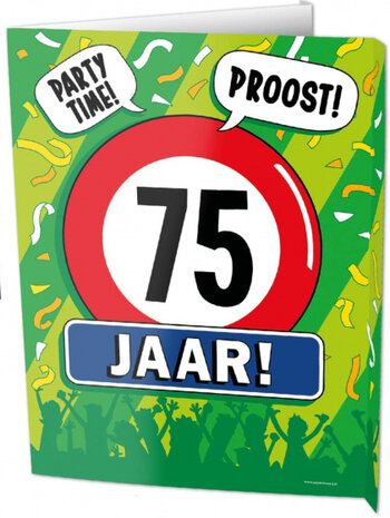 uithangbord 75 jaar 60 x 45 cm karton groen