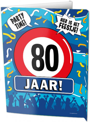 uithangbord 80 jaar 60 x 45 cm karton blauw