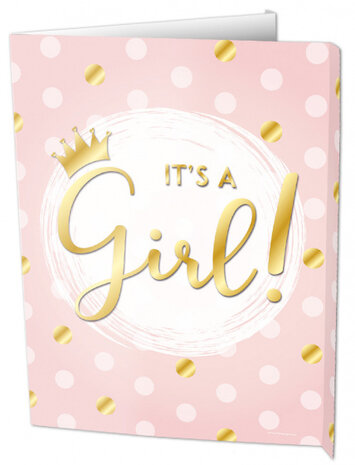 uithangbord It&#039;s a Girl 60 x 45 cm karton roze