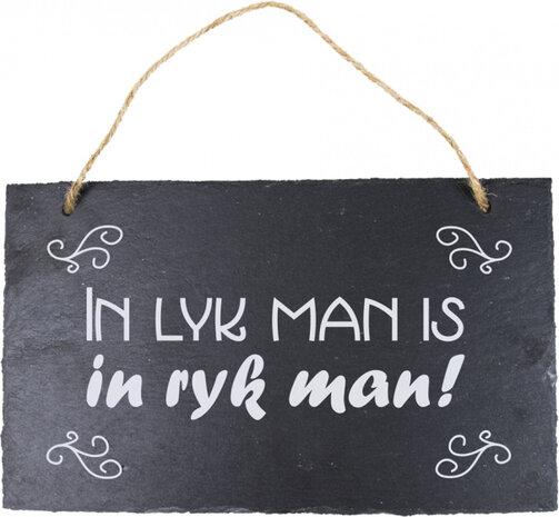 spreukbord Fries lyk man 25 cm leisteen zwart