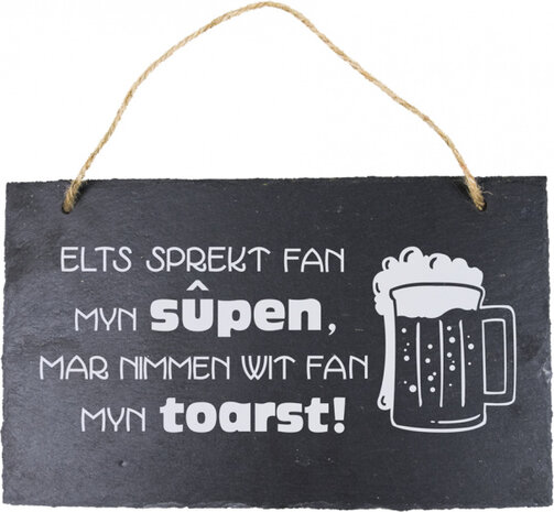 spreukbord Fries elts sprekt 25 cm leisteen zwart