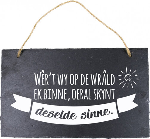 spreukbord Fries skynt deselde 25 cm leisteen zwart