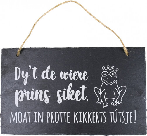 spreukbord Fries dy&#039;t de wiere 25 cm leisteen zwart