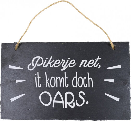 spreukbord Fries pikerje net 25 cm leisteen zwart