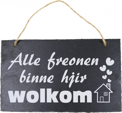spreukbord Fries alle freonen 25 cm leisteen zwart