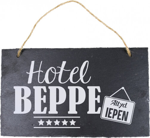 spreukbord Fries beppe 15 x 25 cm leisteen zwart