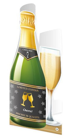 wenskaart champagne - Cheers 12 x 18 cm papier