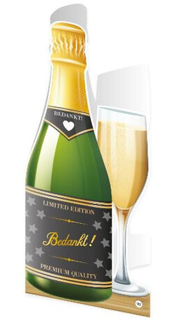wenskaart champagne - Topper 12 x 18 cm papier