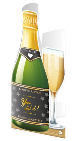 wenskaart champagne - You did it 12 x 18 cm papier