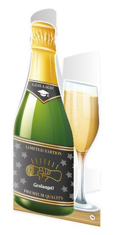 wenskaart champagne - Geslaagd 12 x 18 cm papier