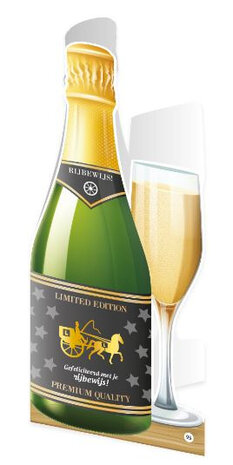 wenskaart champagne - Rijbewijs 12 x 18 cm papier