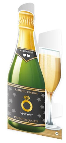 wenskaart champagne - Verloofd 12 x 18 cm papier