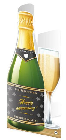 wenskaart champagne - Anniversary 12x18 cm papier