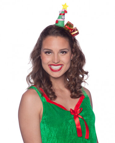 tiara kerstboom met cadeautjes groen one-size