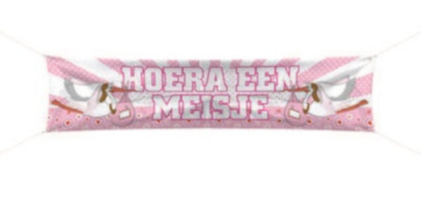 banner &#039;Hoera een meisje&#039; 177 x 41 cm polyester roze