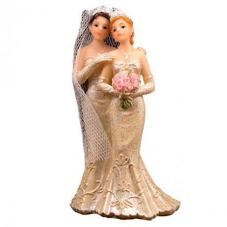 taartdecoratie lesbisch stel 10 x 5 x 3,5 cm goud