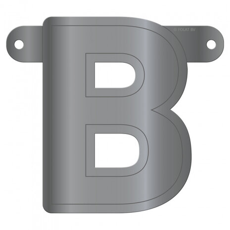 slingerletter B Banner 12,5 x 11 cm karton zilver