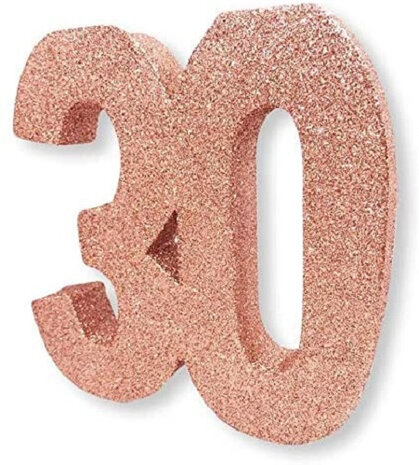 tafeldecoratie 30 jaar 20 cm glitter ros&eacute;goud