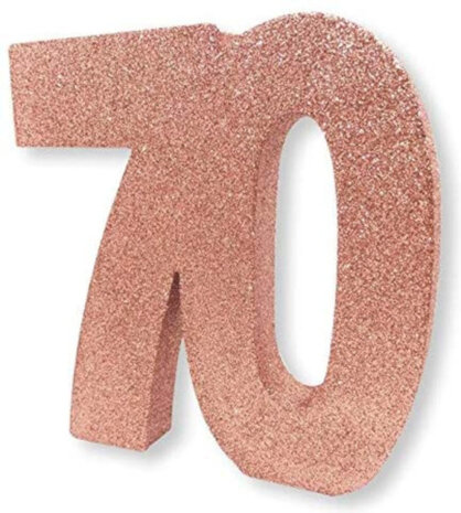 tafeldecoratie 70 jaar 20 cm glitter ros&eacute;goud