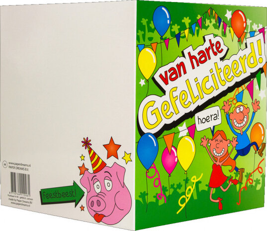 wenskaart van harte gefeliciteerd cartoon