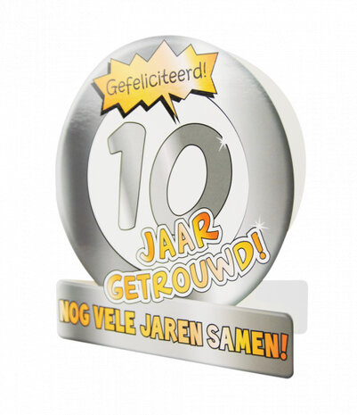 wenskaart 10 jaar getrouwd 14 x 16 cm karton
