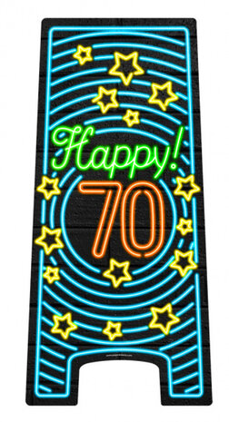 attentiebord Neon 70 jaar 58 cm karton blauw/zwart