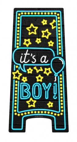 attentiebord It&#039;s a Boy! 58 cm karton blauw/zwart