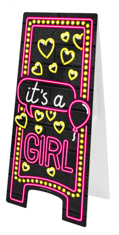attentiebord It&#039;s a Girl! 58 cm karton roze/zwart